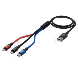 Cabo UBS 3 em 1 para recarga: Lightning + USB Tipo-C + Micro USB - 1,2 metros - 31CBK