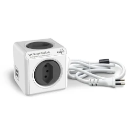 Adaptador Múltiplo 4 Tomadas Bivolt + 2 USB com Extensão de 3m PowerCube - PWC-X4U-3M