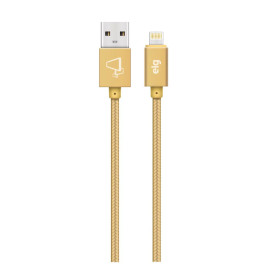 Cód L820BG Cabo Lightning Flat em Nylon Reforçado Sincronização/Recarga - 2M - Dourado - L820BG