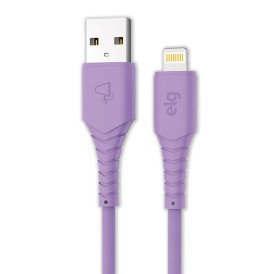 CABO 2.4A APPLE LIGHTNING 8 PINOS EMBORRACHADO - 1,2 METRO - ROXO - L812X