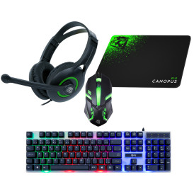 Combo Gamer 4 em 1 Canopus Teclado, Mouse, Headset e Mousepad com LED ABNT2 P3 - CGCS41